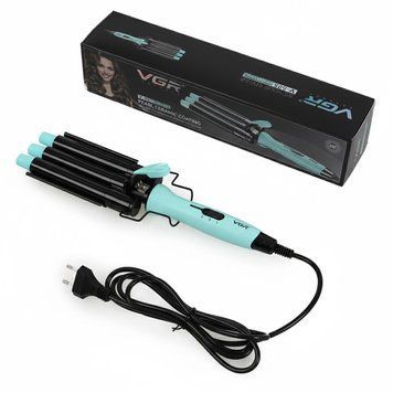 Плойка тройная VGR V-595 BLUE, 5 режимов работы, керамическое покрытие, LED display, 100 Вт v11743 фото