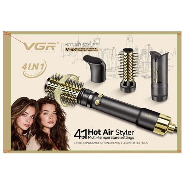 Фен-стайлер VGR 4 в 1 V-481 BLACK, 4 насадки, 2 швидкості, 3 режими температури, 1000W v12182 фото