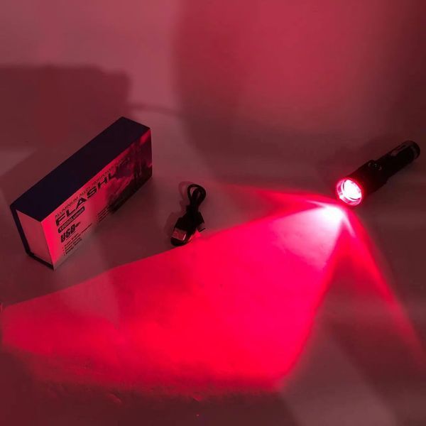 Ліхтар PLD-1812-T6 (Red), 1x18650, індикація заряду, ЗП Type-C, zoom, Box v10583 фото
