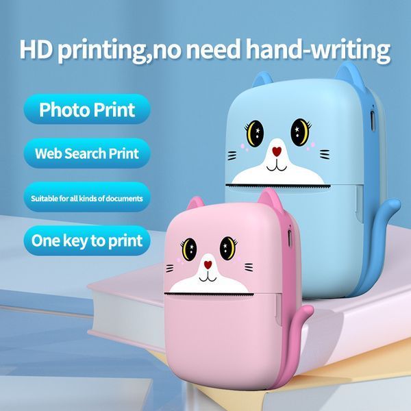 Дитячий термопринтер A8 Cat printer pink, bluetooth, ЗП Type-C v10427 фото