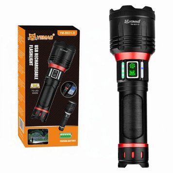 Тактический фонарь YEMAO YM-B631-D, 2500LM, аккумулятор 26650 (5000 mAh), линза для поджога v11244 фото