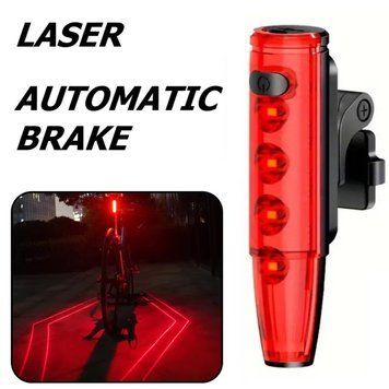 Велоліхтар LEADBIKE LD77-LS-4LED з лазерною розміткою, waterproof, Li-Ion акумулятор, ЗУ Type-C v10695 фото
