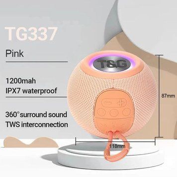 Bluetooth-колонка TG337 з RGB ПІДСВІЧУВАННЯМ, speakerphone, радіо, pink v10041 фото