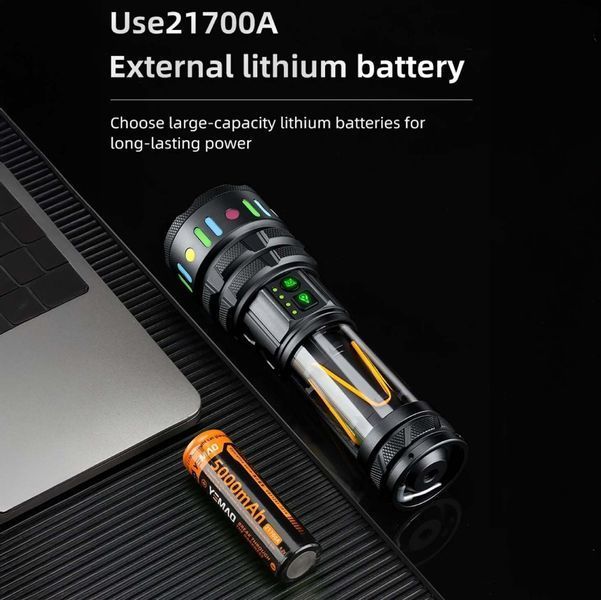 Ліхтар YEMAO YM-A5 TG 30W, 1x21700, Power Bank, ЗУ Type-C, zoom, функція лампи v12004 фото