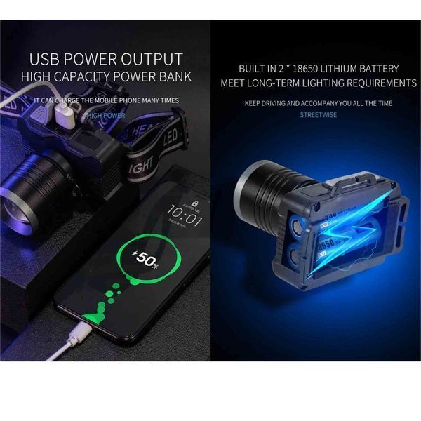 Ліхтар налобний YEMAO YM-T305 TG 30W, Motion Sensor, Li-Ion акумулятор, ЗУ Type-C, zoom v12037 фото