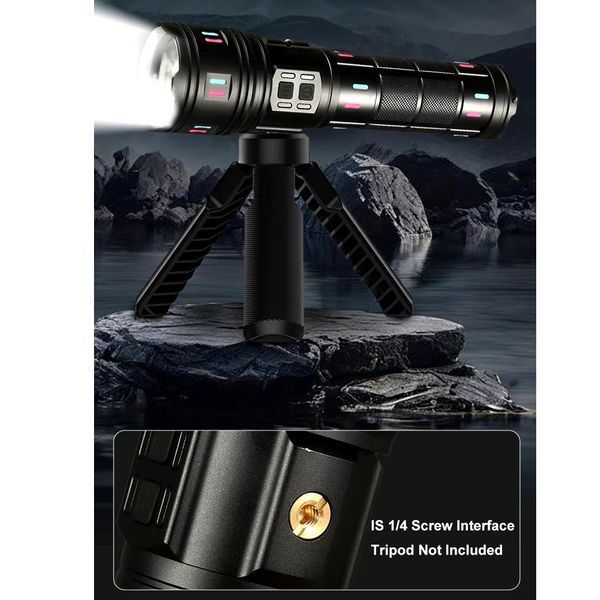 Фонарь NIGHT VISION FLUORESCENCE AK178-WHITE LASER LED PM60-TG+COB, 8x18650 3.7V, power bank, ЗУ Type-C, zoom, v10791 фото
