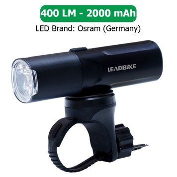Велофара потужна LEADBIKE M02-OSRAM 400LM, 2000mAh, waterproof, children lock, Li-Ion акумулятор, ЗУ Type-C v10696 фото