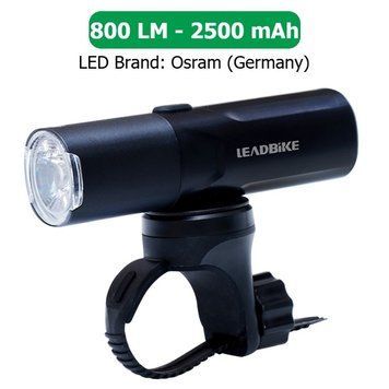 Велофара потужна LEADBIKE M02-OSRAM 800LM, 2500mAh, waterproof, children lock, Li-Ion акумулятор, ЗУ Type-C v10697 фото