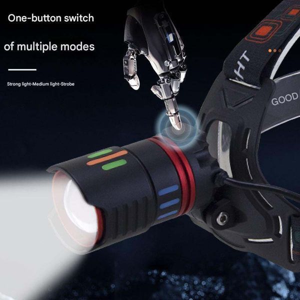 Ліхтар налобний NIGHT VISION FLUORESCENCE CT012-3Q-TG, 1 РЕЖИМ, 3x18650, ЗП Type-C, Power Bank, zoom, Box v11625 фото