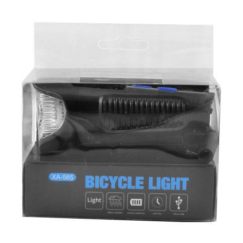 Велофара с компьютером и сигналом XA-585-T6+2LED, выносная кнопка, Waterproof, аккум., ЗУ microUSB v7648 фото