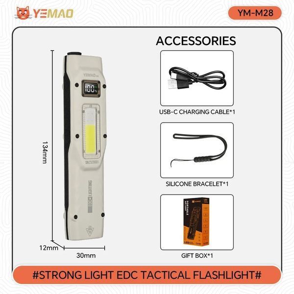 Фонарь YEMAO YM-M28 2XPL+COB(White+Red)+UV, Li-Ion аккумулятор, ЗУ Type-C, клипса v12058 фото