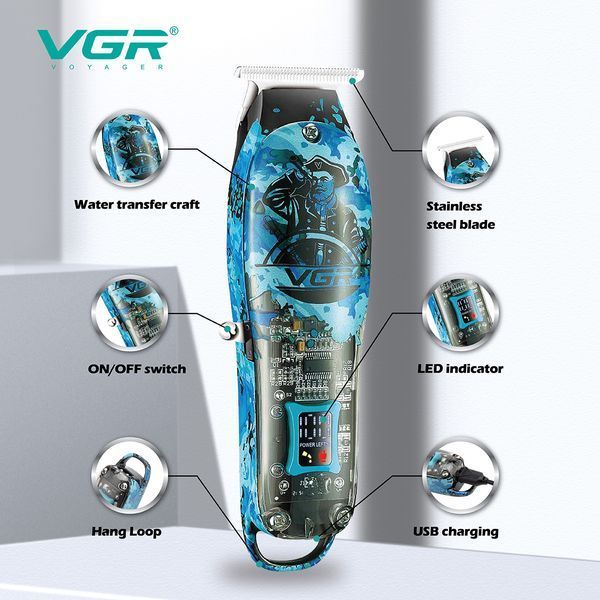 Тример VGR V-923, 4 насадки, LED display v9109 фото