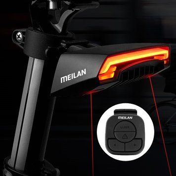 Велоліхтар Meilan X5 із зазначенням поворотів (red+yellow) та лазерною розміткою, waterproof, ЗУ micro USB, Li-Ion акумулятор v5013 фото