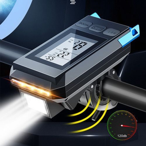 Велофара з комп'ютером та сигналом MT-088-T6, 450Lum, 18650 (2200mAh), виносна кнопка, Waterproof, ЗУ microUSB v9205 фото