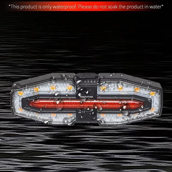 Велофонарь LY-5510 с указанием поворотов (red+yellow), waterproof, ЗУ Type-C, Li-Ion аккум., пульт управления, v10600 фото