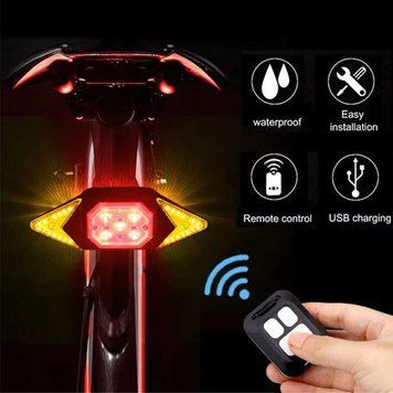 Велоліхтар LY-6700 із зазначенням поворотів (red+yellow+blue), waterproof, ЗУ microUSB, Li-Ion акум., пульт управління, CR2032 v10235 фото