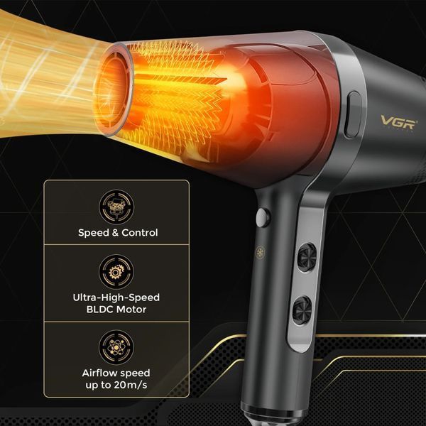 Фен профессиональный VGR V-409, 3 уровня обдува, 3 уровня температуры, 2400W v12079 фото
